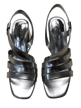 Lifestride SoftSystem Broadway Slingback Block heel Silver Size 7.5